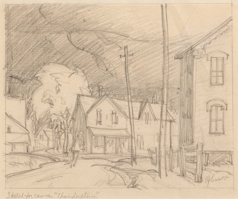 Alfred Joseph Casson, Sketch for “Thunderstorm”, graphite drawing