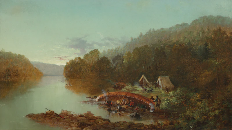 Frances Anne Hopkins, Voyageurs Encampment (Camp Scene on the Ottawa), oil on canvas - view 1