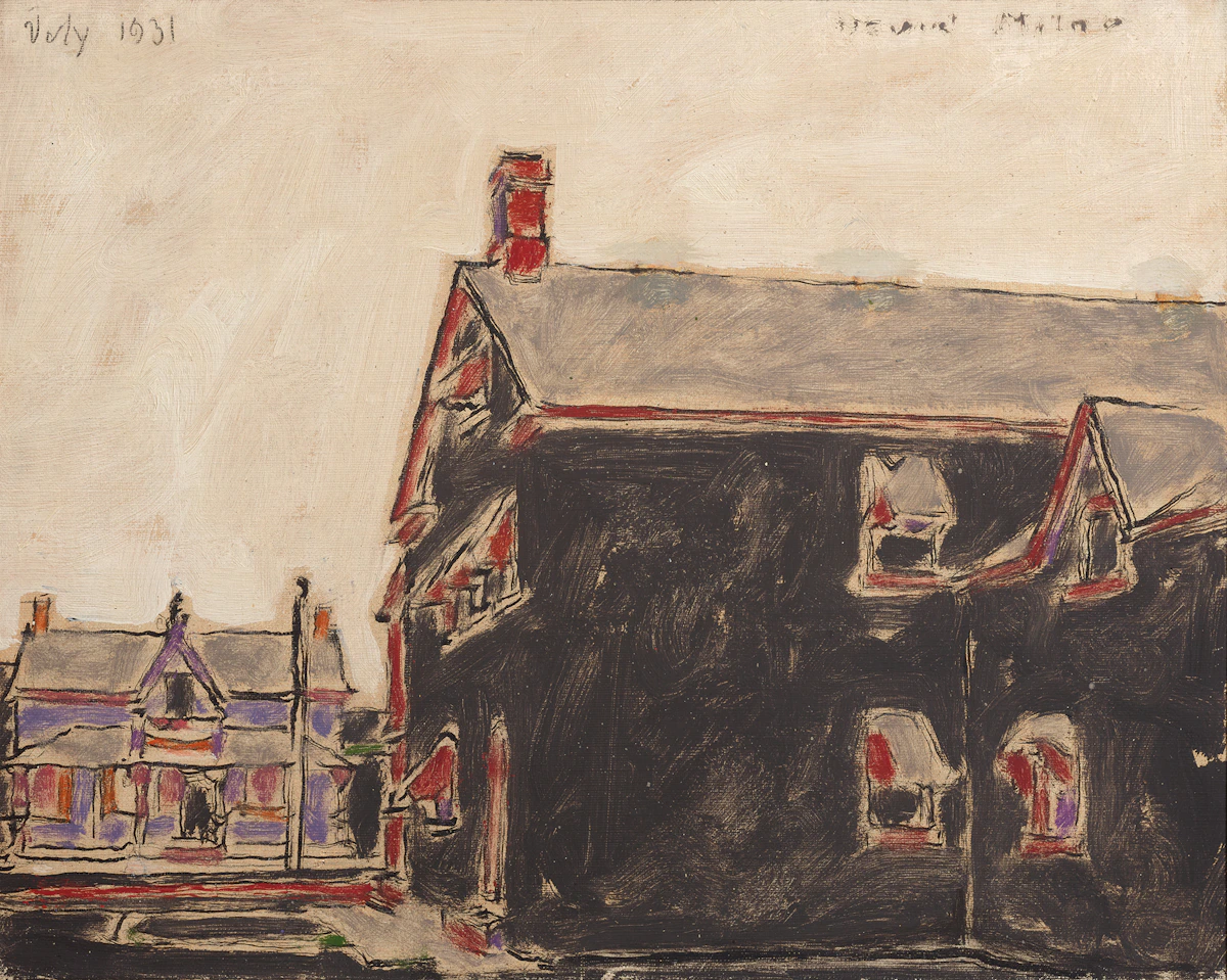 David Brown Milne, Hotel and Butcher Shop (Queen’s Hotel on a Dark Day), oil on canvas, 1931