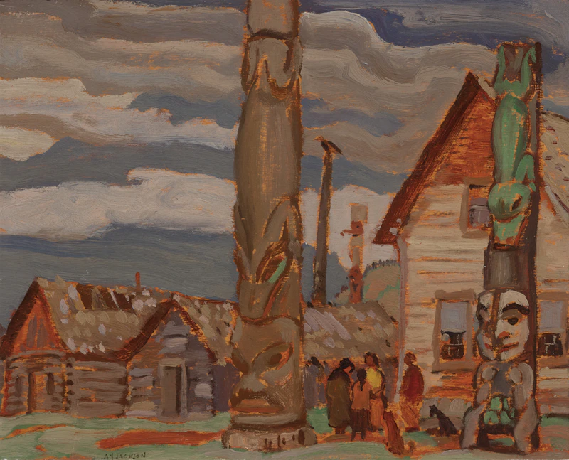 Alexander Young Jackson, Totem Poles, Kitwanga, oil on panel