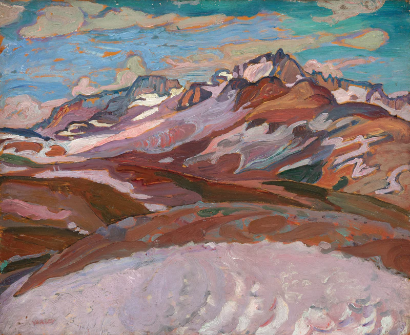 Frederick Horsman Varley, Snow in the Mountains, Garibaldi Park, oil on panel
