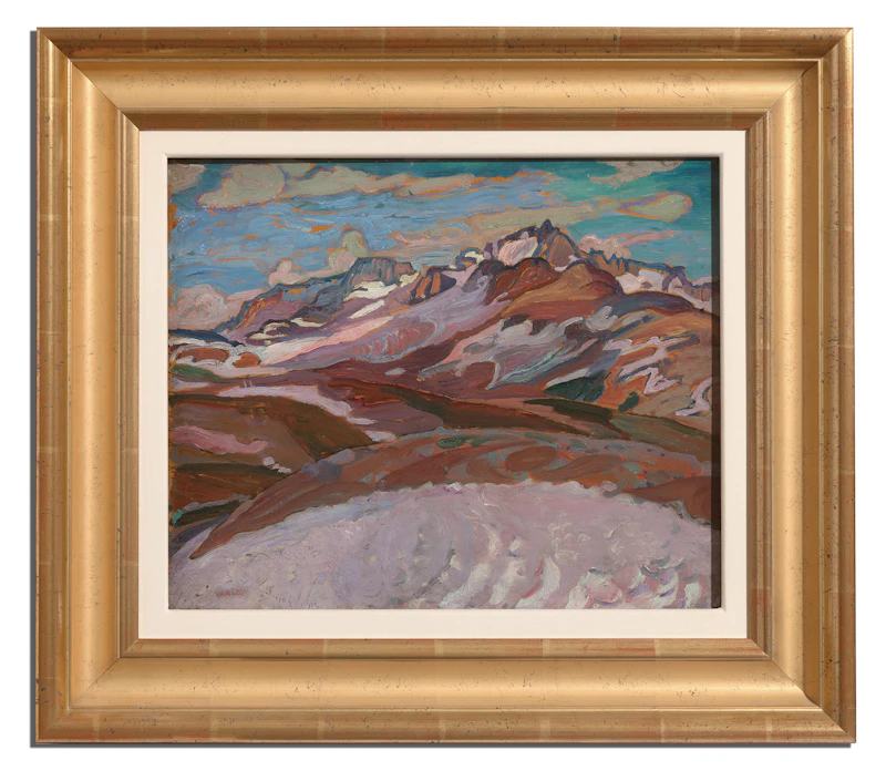 Frederick Horsman Varley, Snow in the Mountains, Garibaldi Park, oil on panel, circa 1927 - view 2