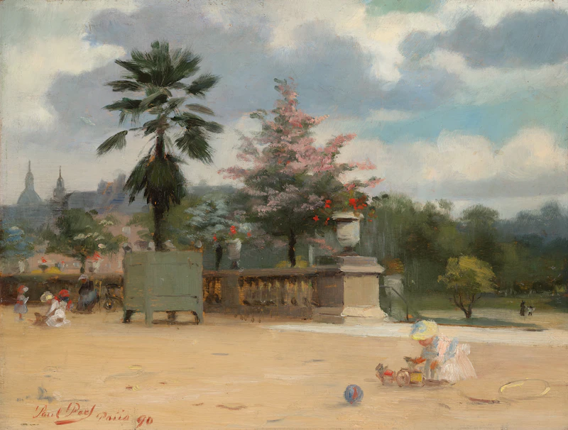 Paul Peel, The Luxembourg Gardens, Paris II, oil on board