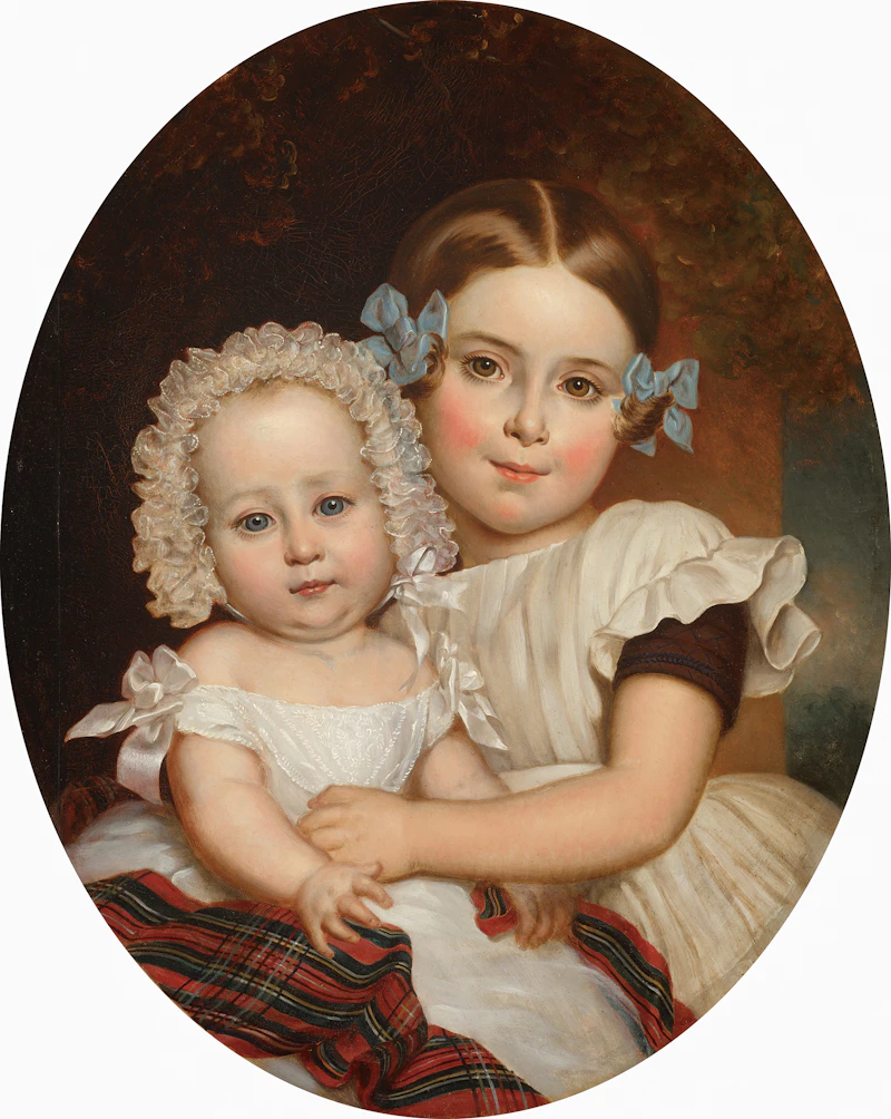 George Théodore Berthon, Portrait of Children (Edith Grant & Sidonie Berthon), oil on canvas