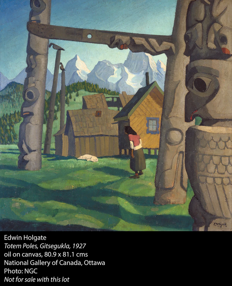 Edwin Headley Holgate, Totem Poles, Gitsegukla, graphite drawing - view 4