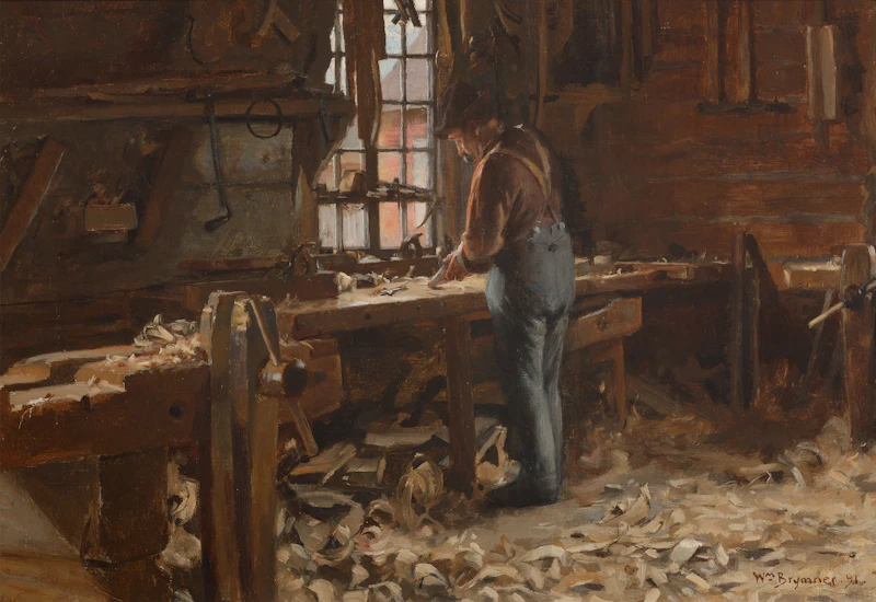 William Brymner, The Carpenter’s Shop, oil on canvas