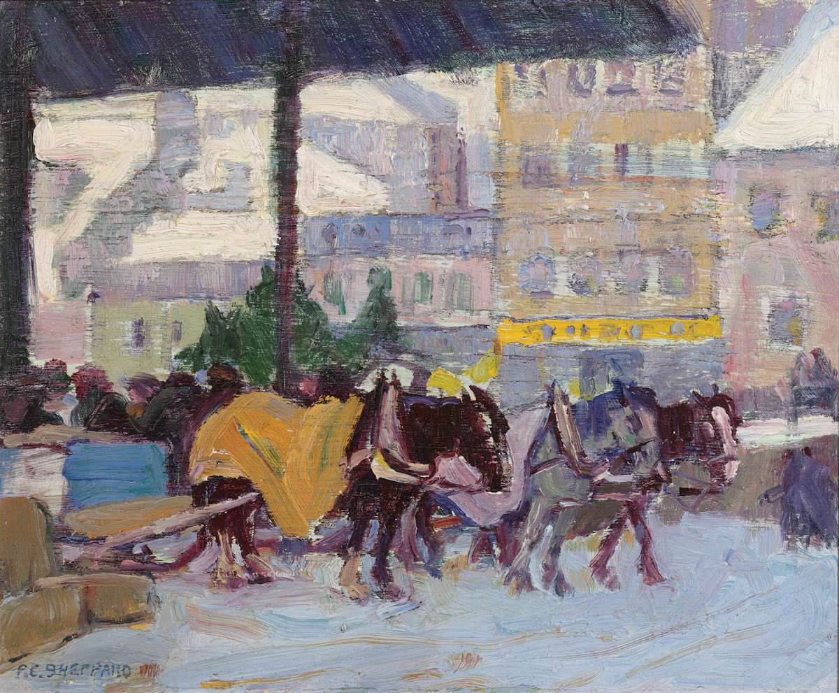 Peter Clapham Sheppard, Bonsecours Market, Montreal, oil on board