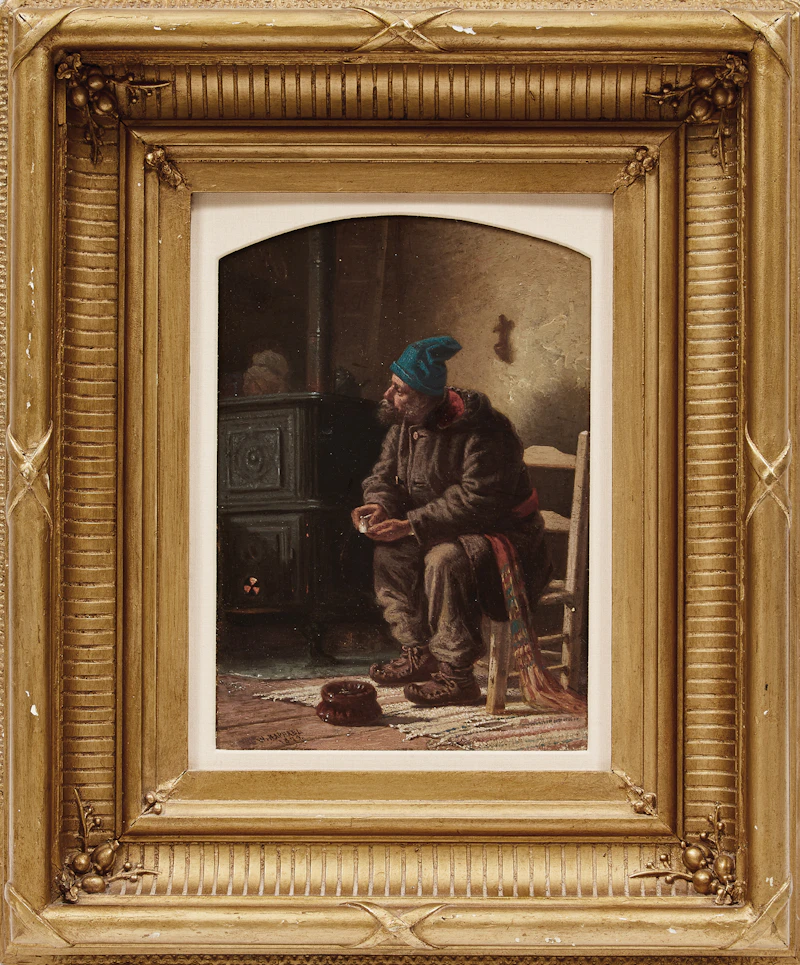 William Raphael, Preparing for a Smoke, oil on paper, 1873 - view 2