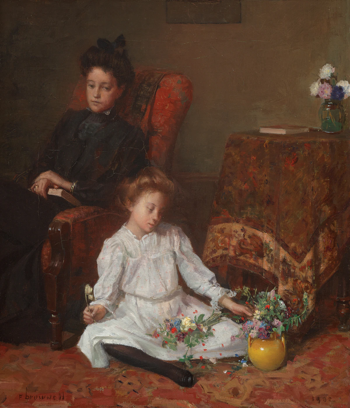 Peleg Franklin Brownell, Arranging Flowers, oil on canvas, 1902