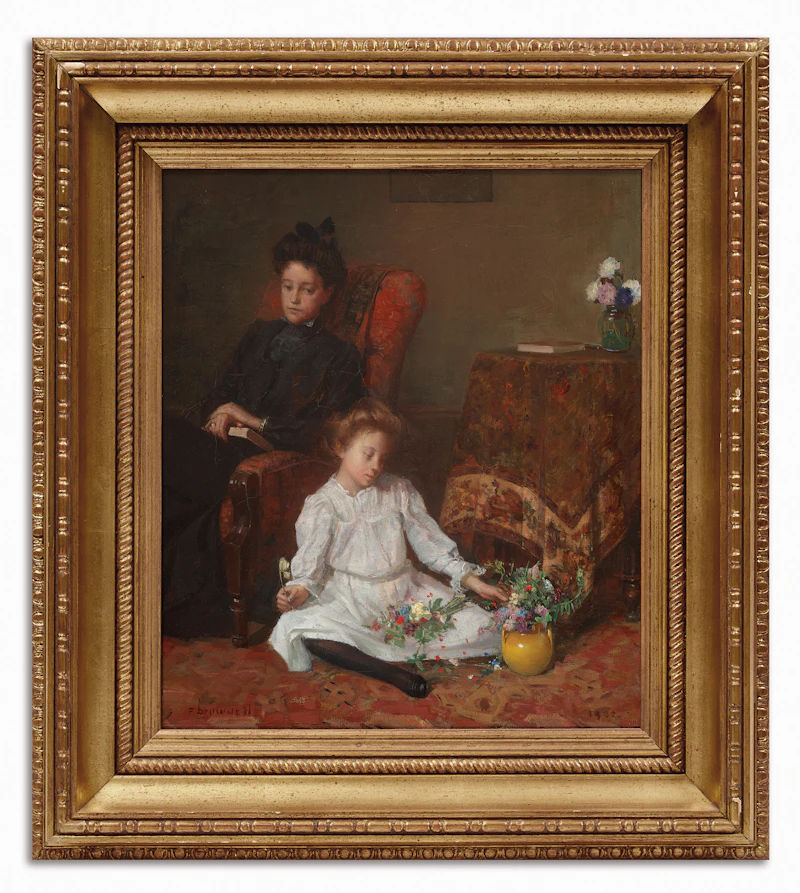Peleg Franklin Brownell, Arranging Flowers, oil on canvas, 1902 - view 2