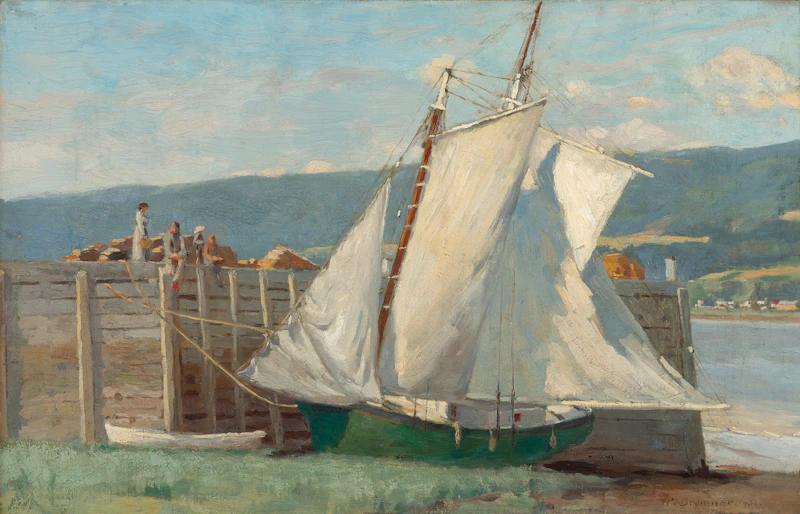 William Brymner, Wharf at Ste. Famille, Île d’Orléans, oil on canvas