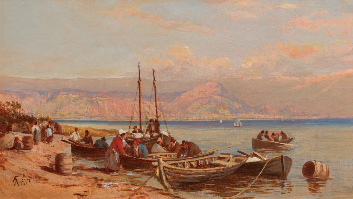 John Arthur Fraser, Study for “A Seaside Idyll”, oil on canvas, 1877