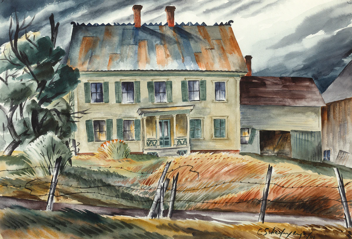 Carl Fellman Schaefer, Goodrich Place at Union Village, Vermont, watercolour, 1940