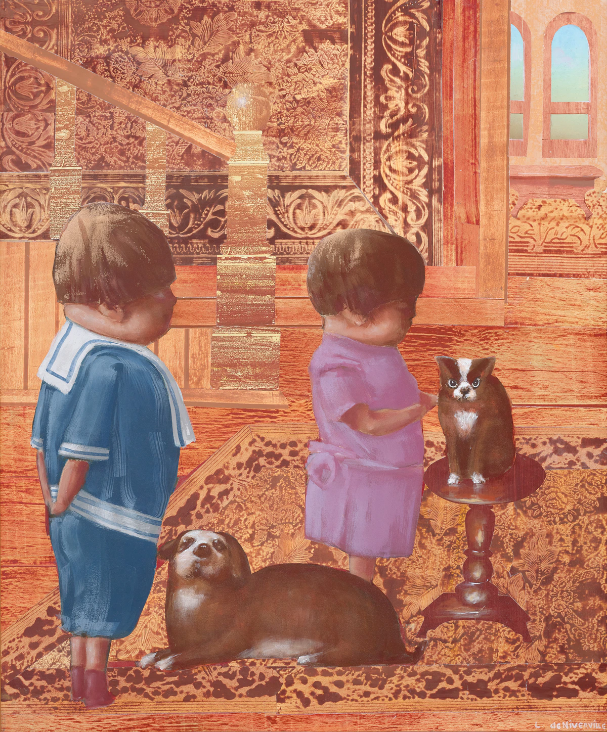 Louis de Niverville, Les enfants du paradis, painted collage on canvas, 2012