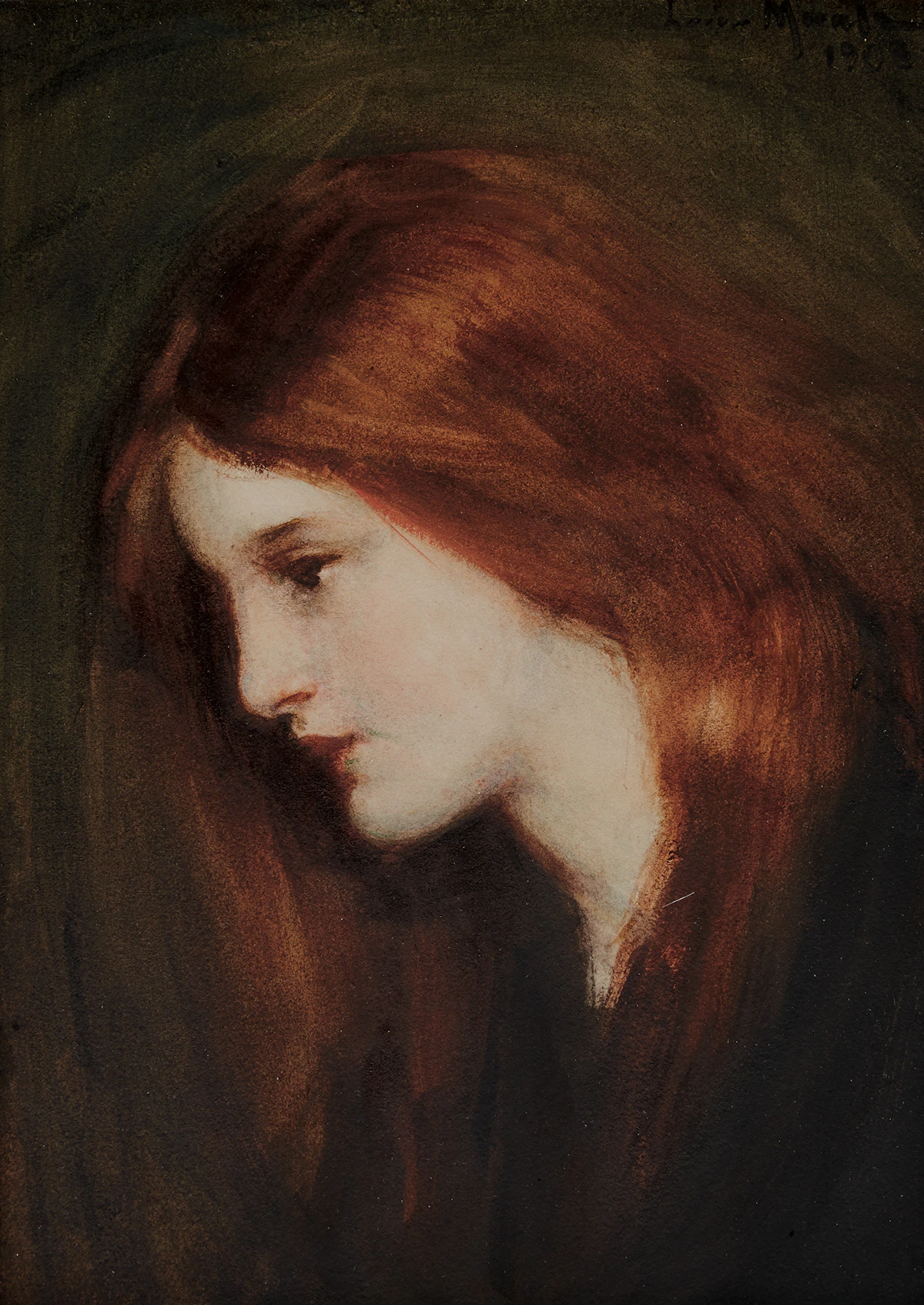 Laura Adeline Muntz Lyall, The Little Red Head (1903), watercolour, 1903