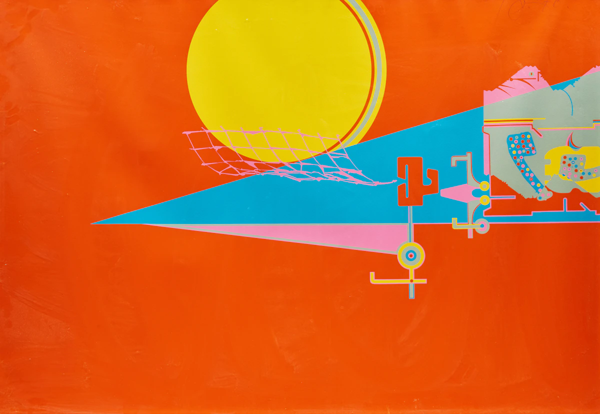 Harold Barling Town, Moon Net, colour serigraph, 1970