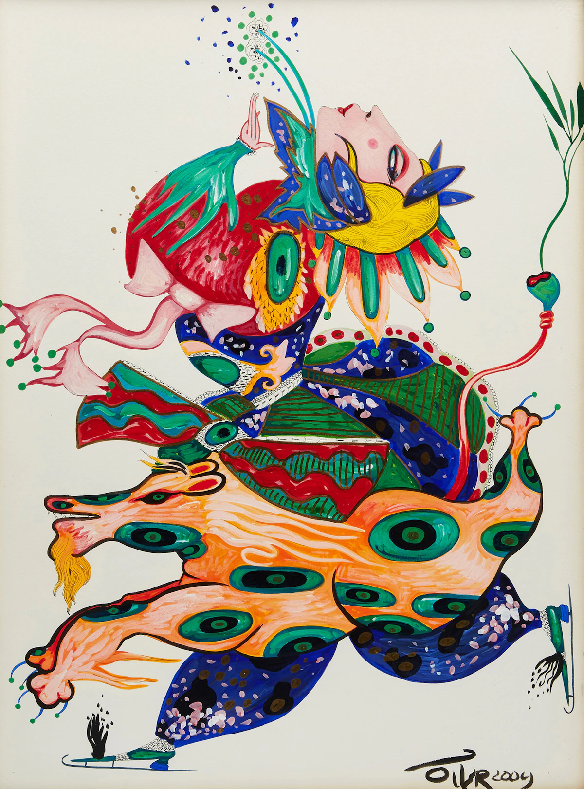 Toller Cranston, Untitled Portrait, acrylic on paper, 2009