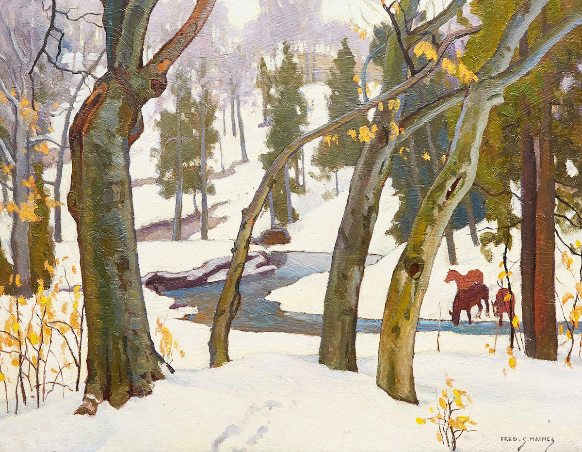 Frederick Stanley Haines, Noisey River, oil on board