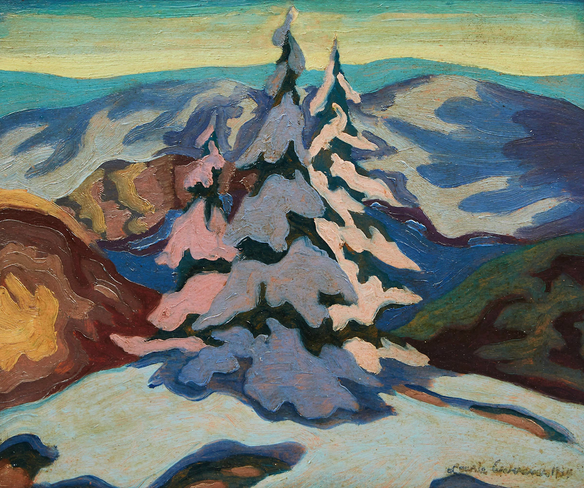 Lowrie Lyle Warrener, First Snow, Cascade Mountains, British Columbia, oil on board, 1934