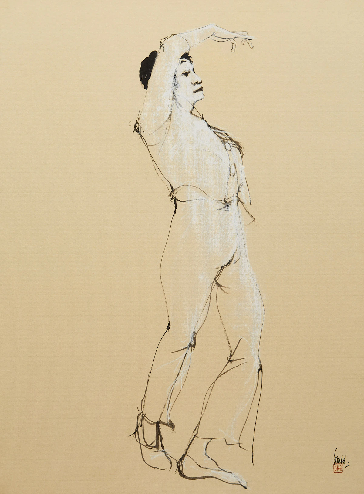 John Gould, Striding, gouache