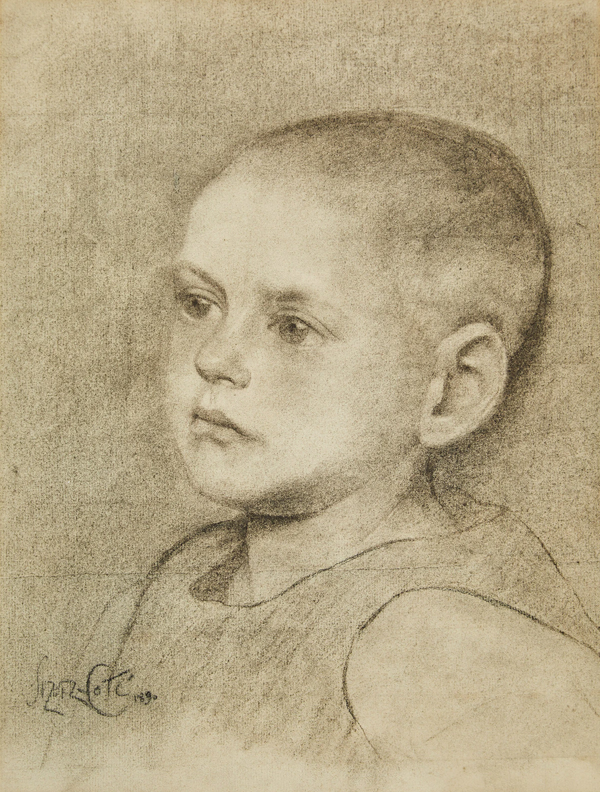 Marc-Aurèle de Foy Suzor-Coté, Study of a Child, charcoal on paper, 1890