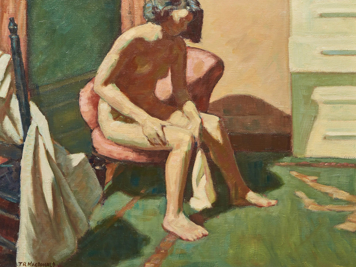 Thomas Reid MacDonald, Girl Dressing, oil on canvas, circa 1958