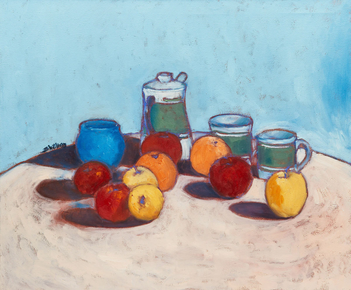 Bewabon Shilling, Still Life with Fruit, oil on canvas
