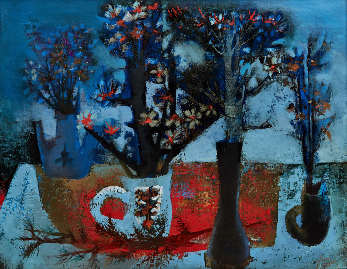 Pierre Lavarenne, Quatre bouquets, oil on canvas