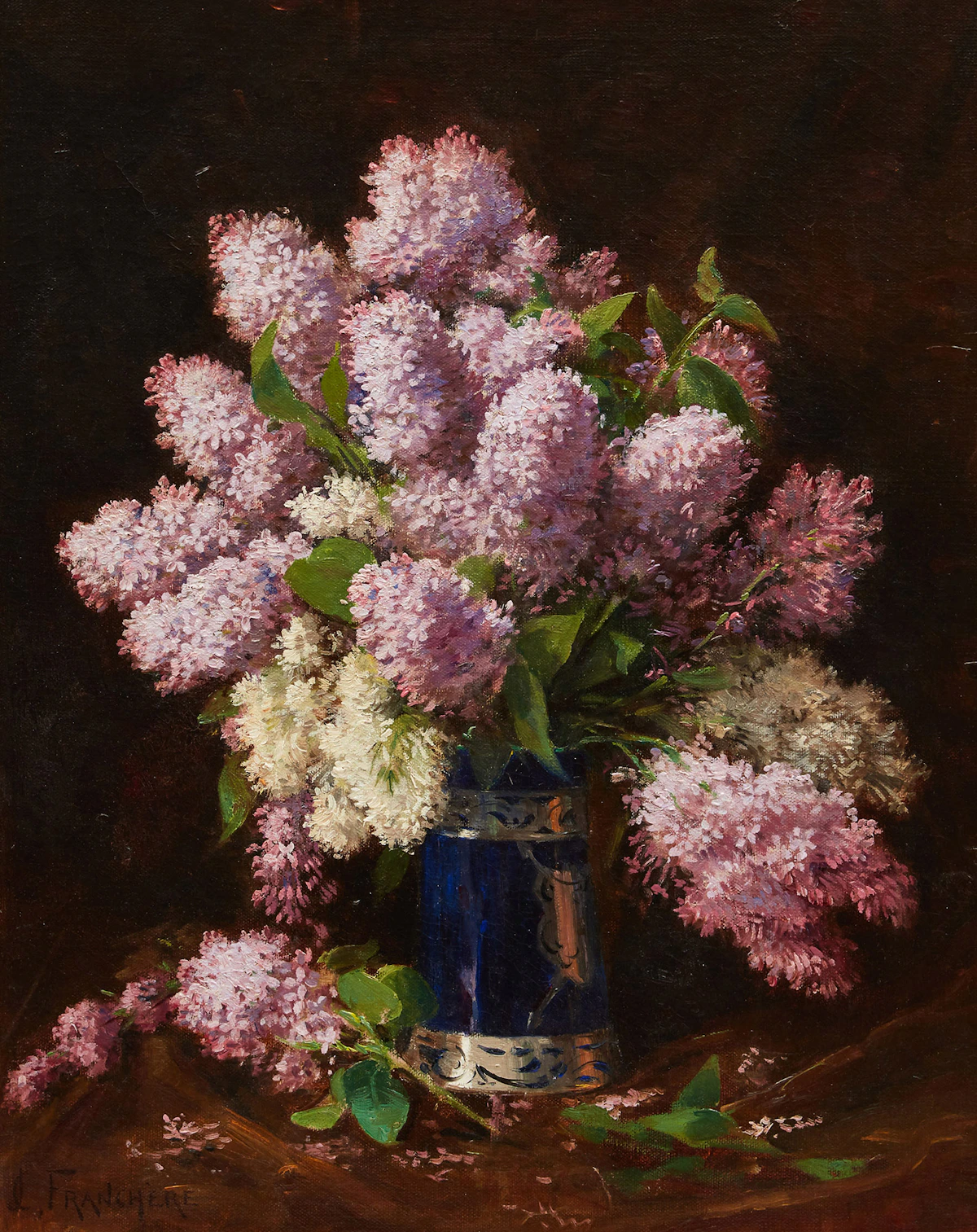 Joseph-Charles Franchère, Nature morte aux lilas, oil on canvas