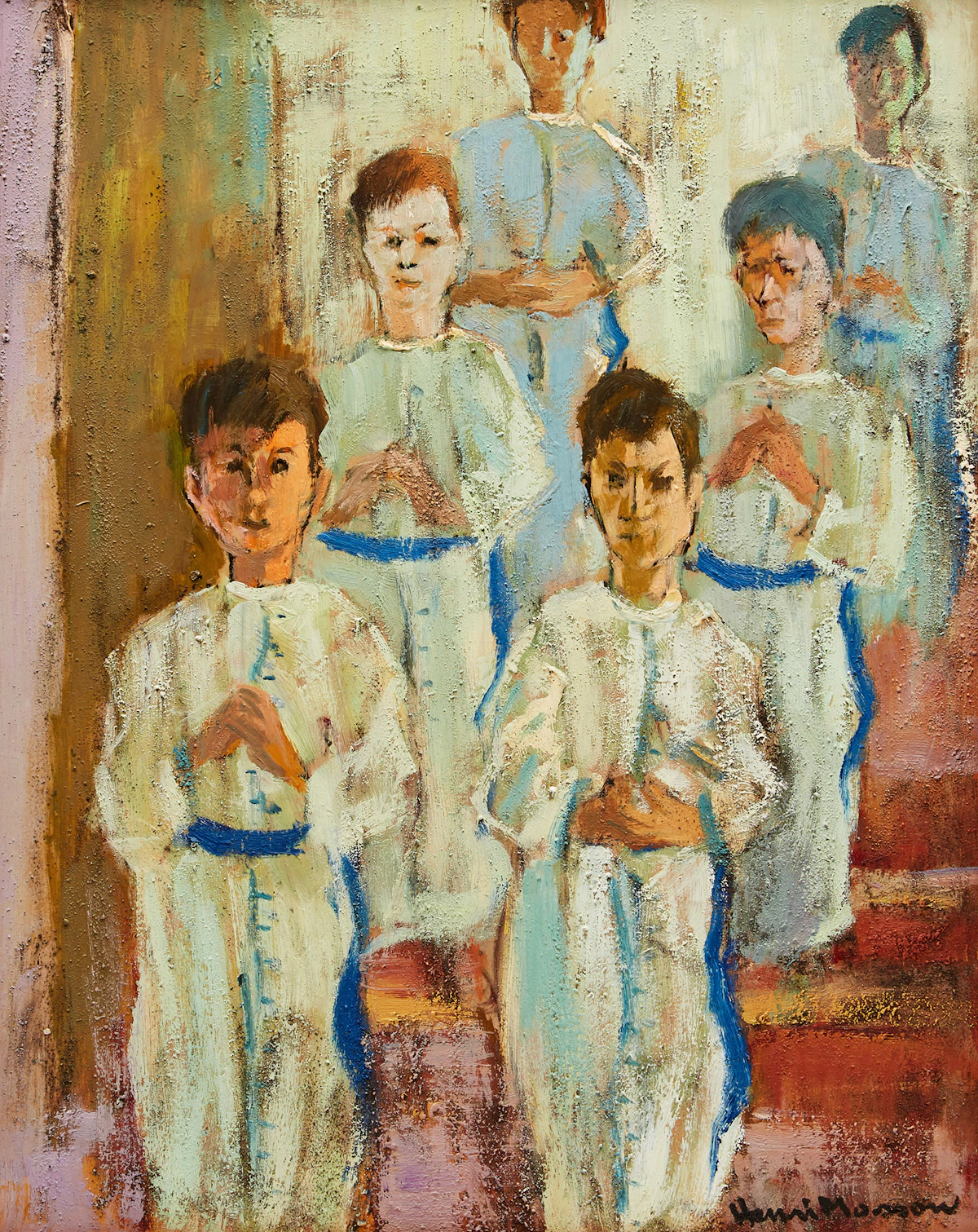 Henri Leopold Masson, Altar Boys, oil on board