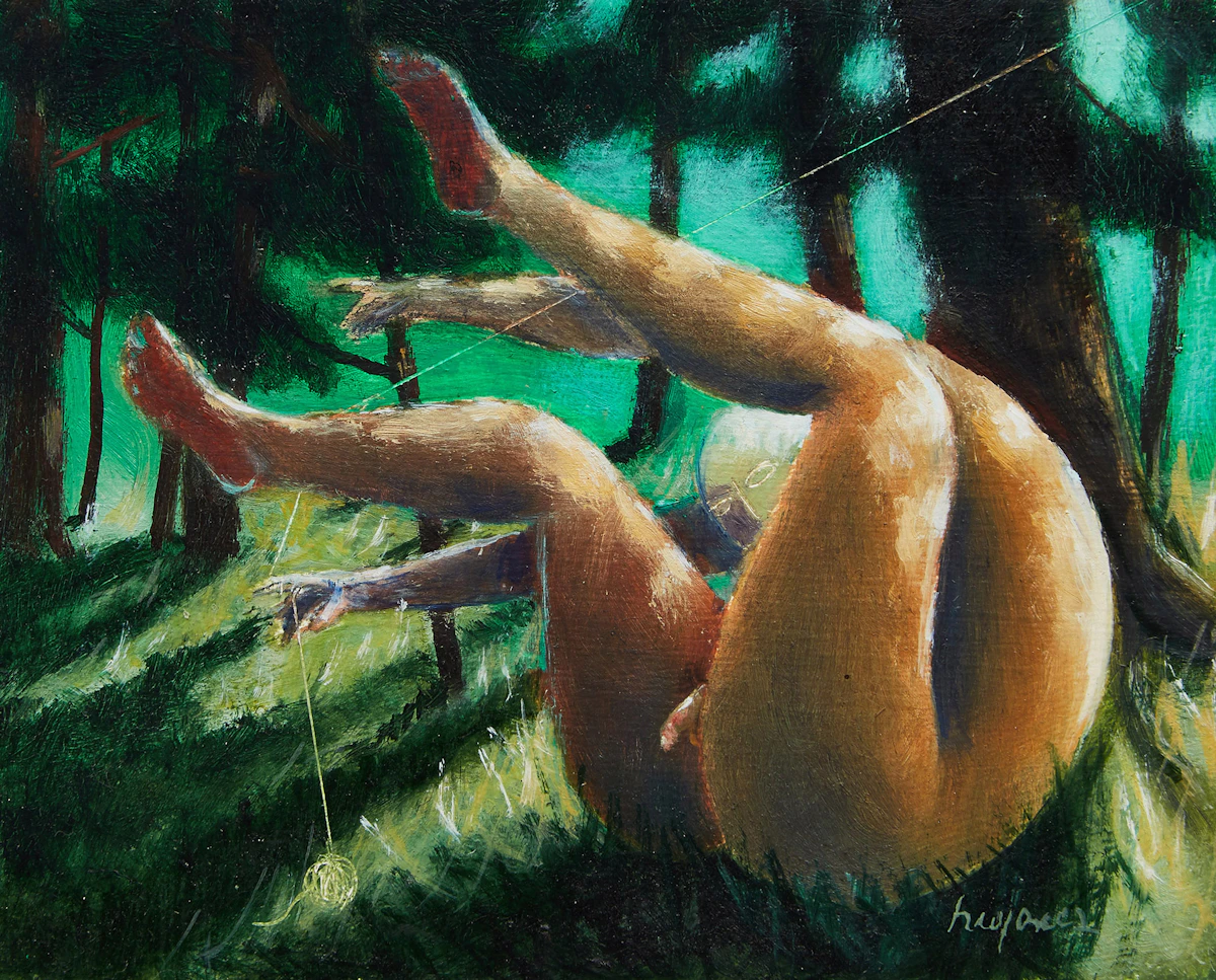 Henry Wanton  Jones, Kite Flying, oil on board, 1993