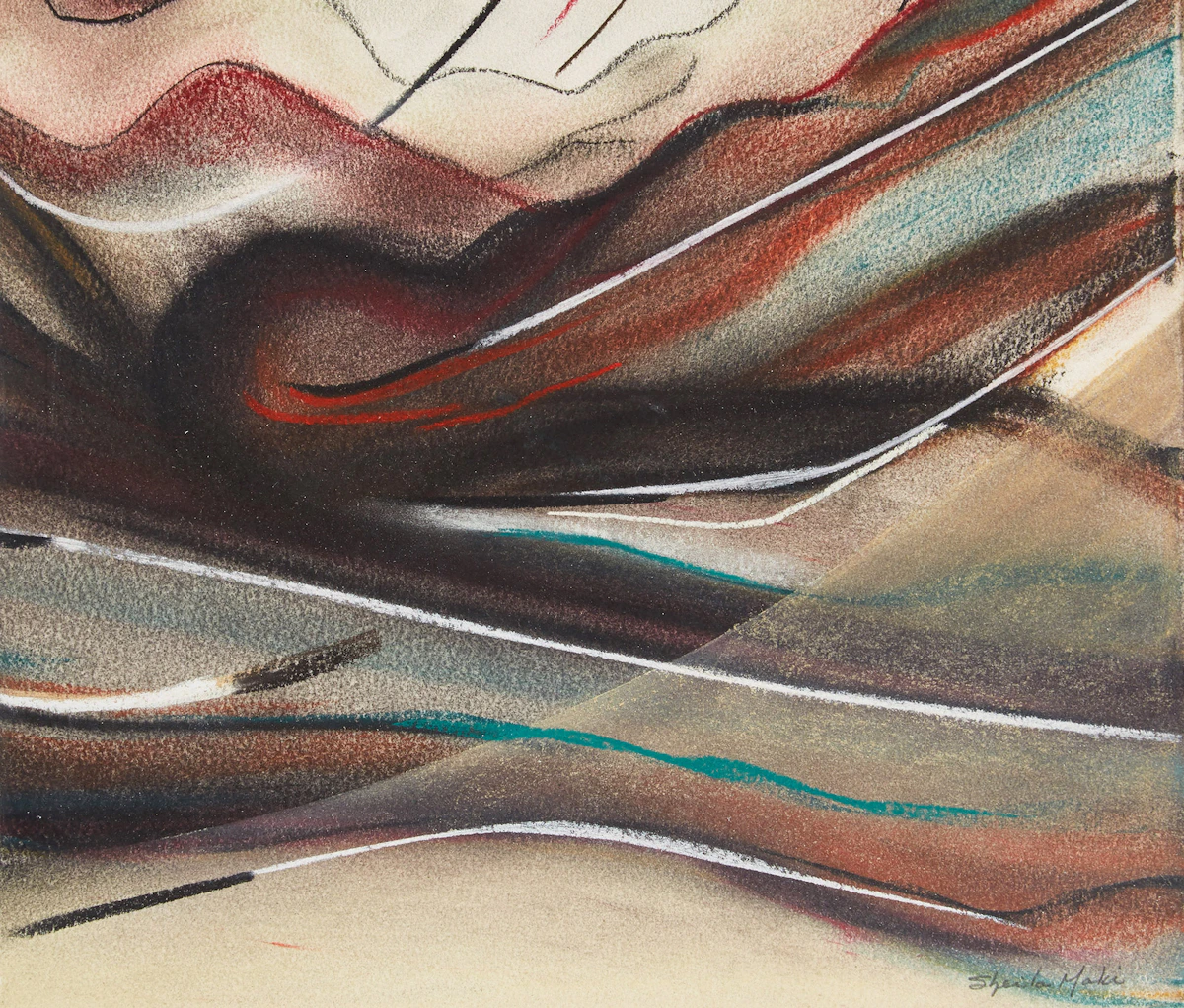 Sheila Maki, Open Conversion; In the Park, two pastels on paper
