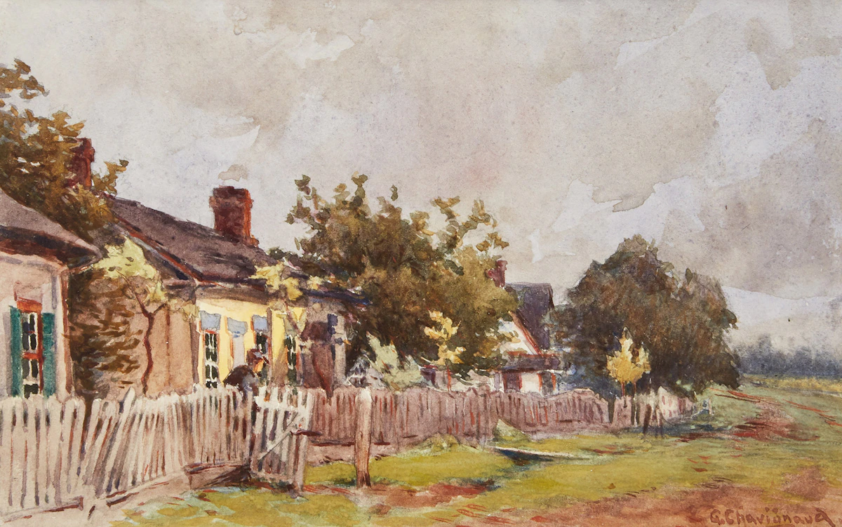 Georges Chavignaud, Village Landscape, watercolour
