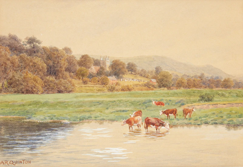 Glasbury Church from the Wye by Alfred Robert Quinton