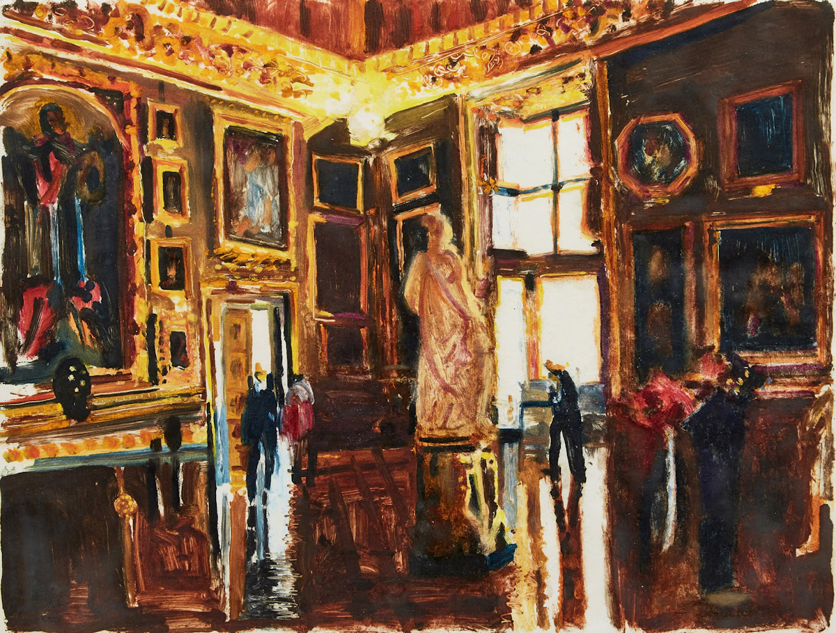 Brian Mark Kipping, Pitti Palace, monotype on paper, 1995