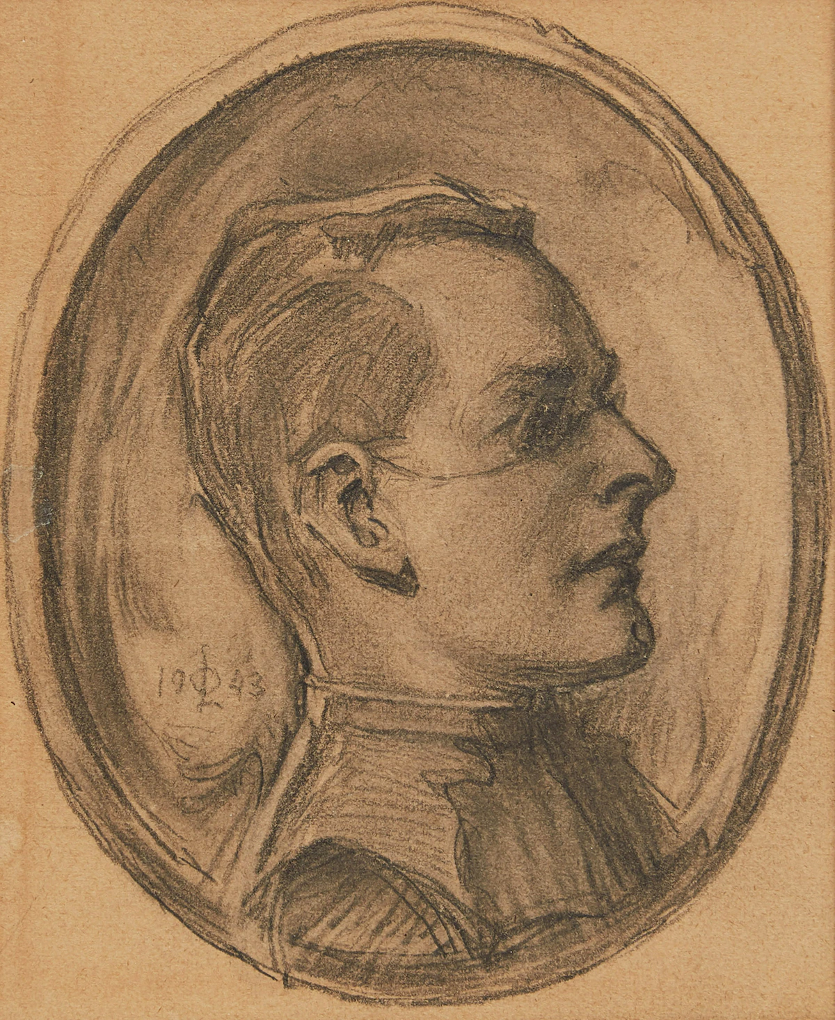 Ozias Leduc, Portrait de Mgr Olivier Maurault; Deux Nus Debout, two pencil drawings, 1943