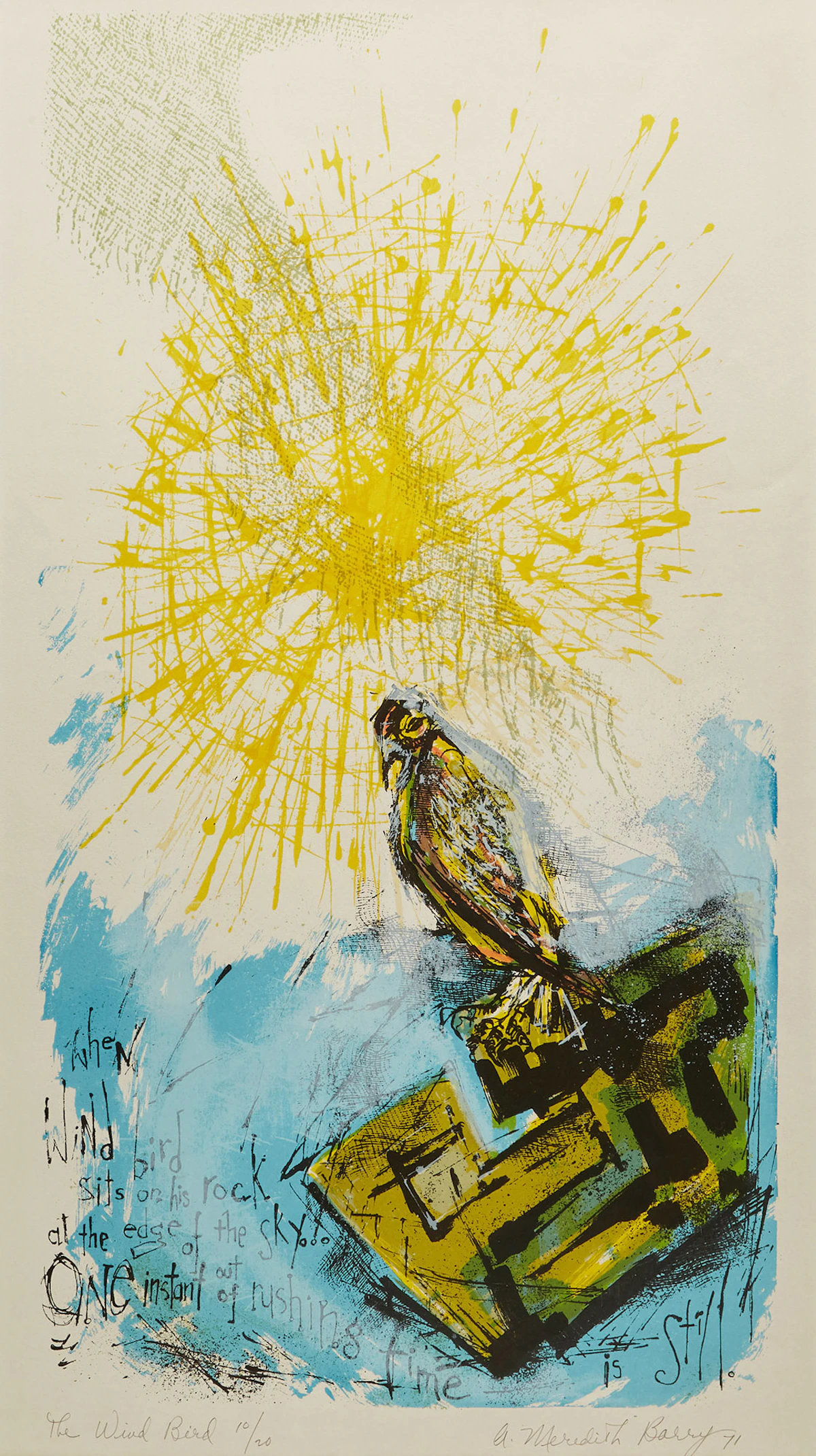 Anne Meredith Barry, The Wind Bird, colour serigraph, 1971