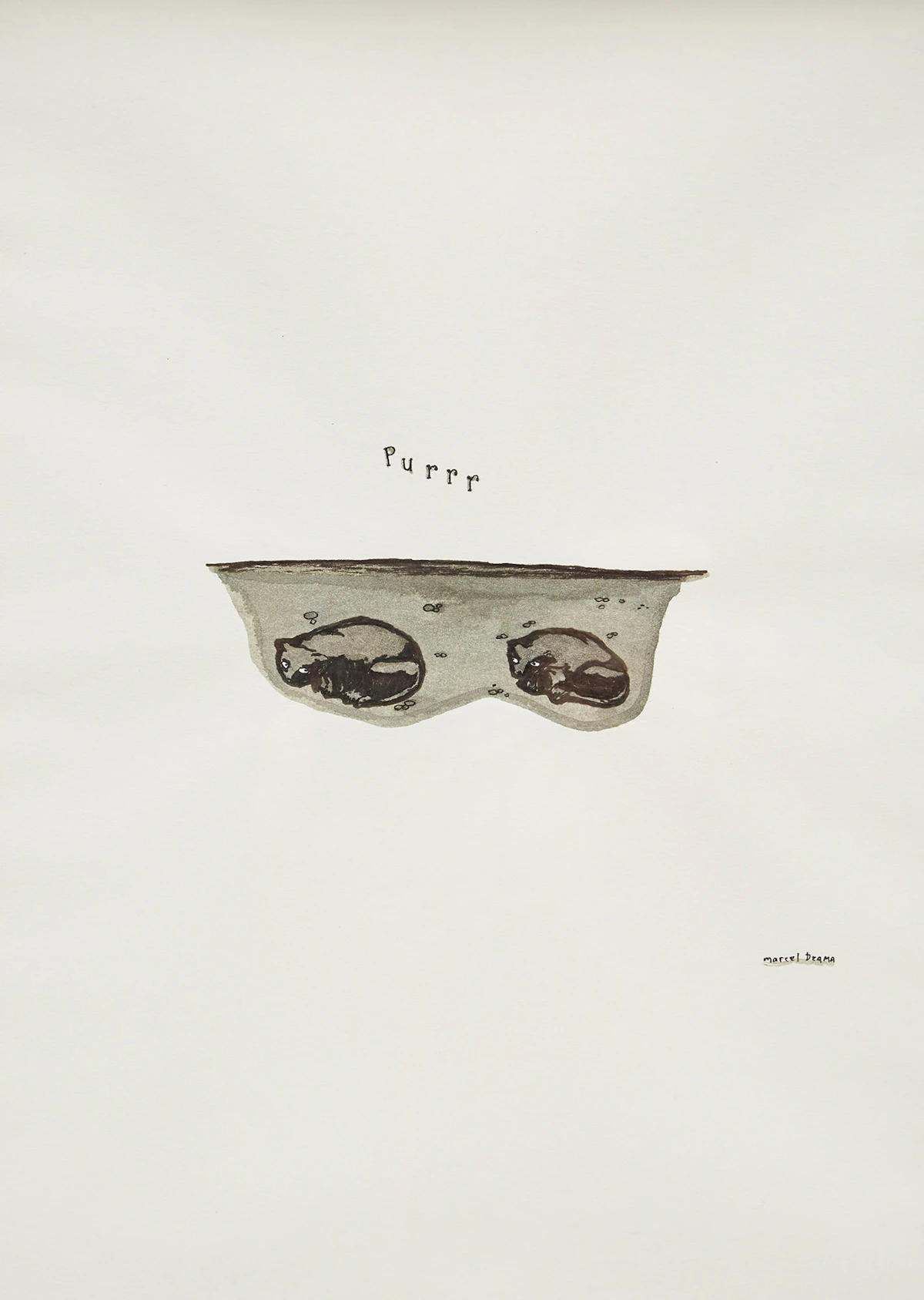 Marcel Dzama, Purrr, ink and gouche on paper