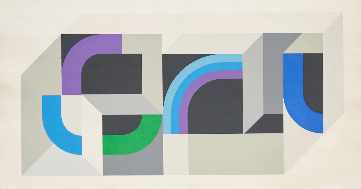 Gordon Appelbe Smith, Blue Twist, colour screenprint