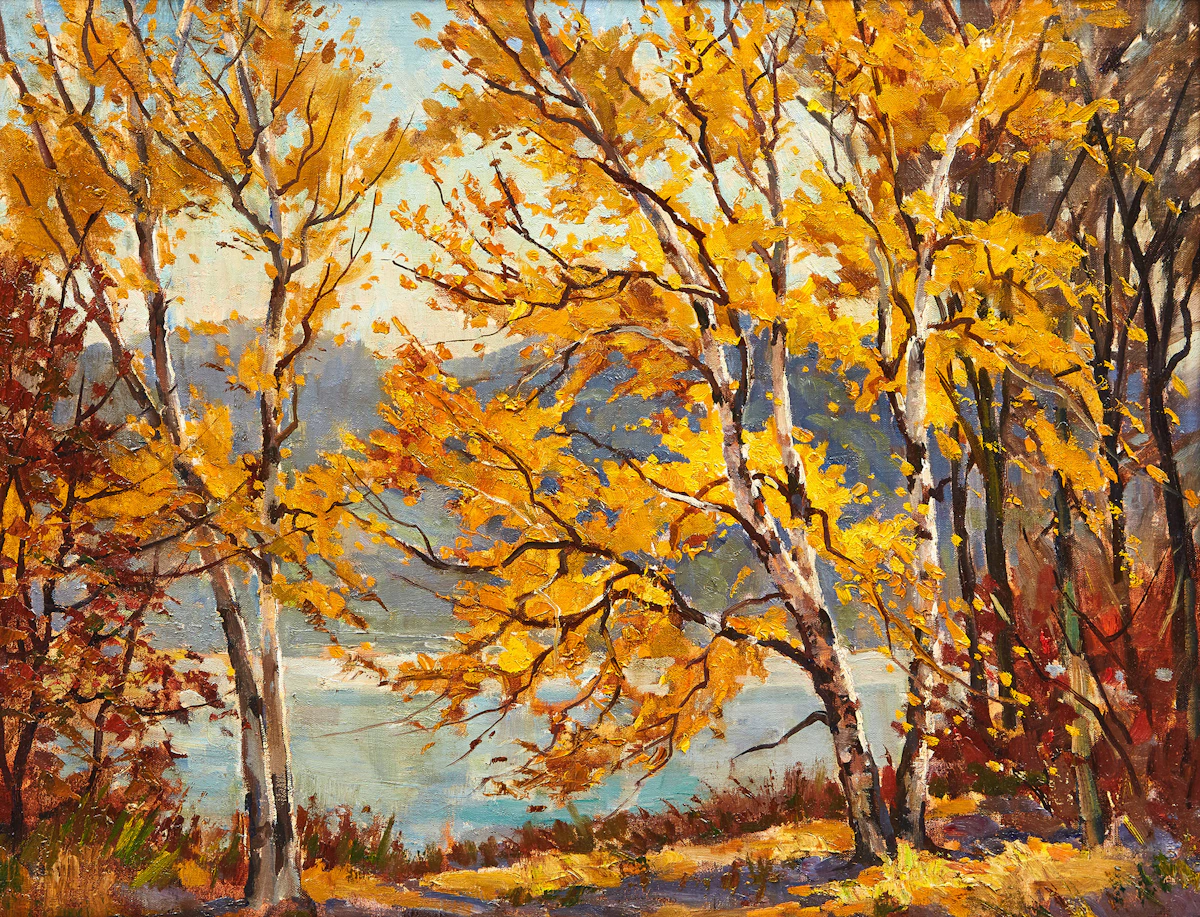 Thomas Keith Roberts, Autumn Birches, oil on canvas