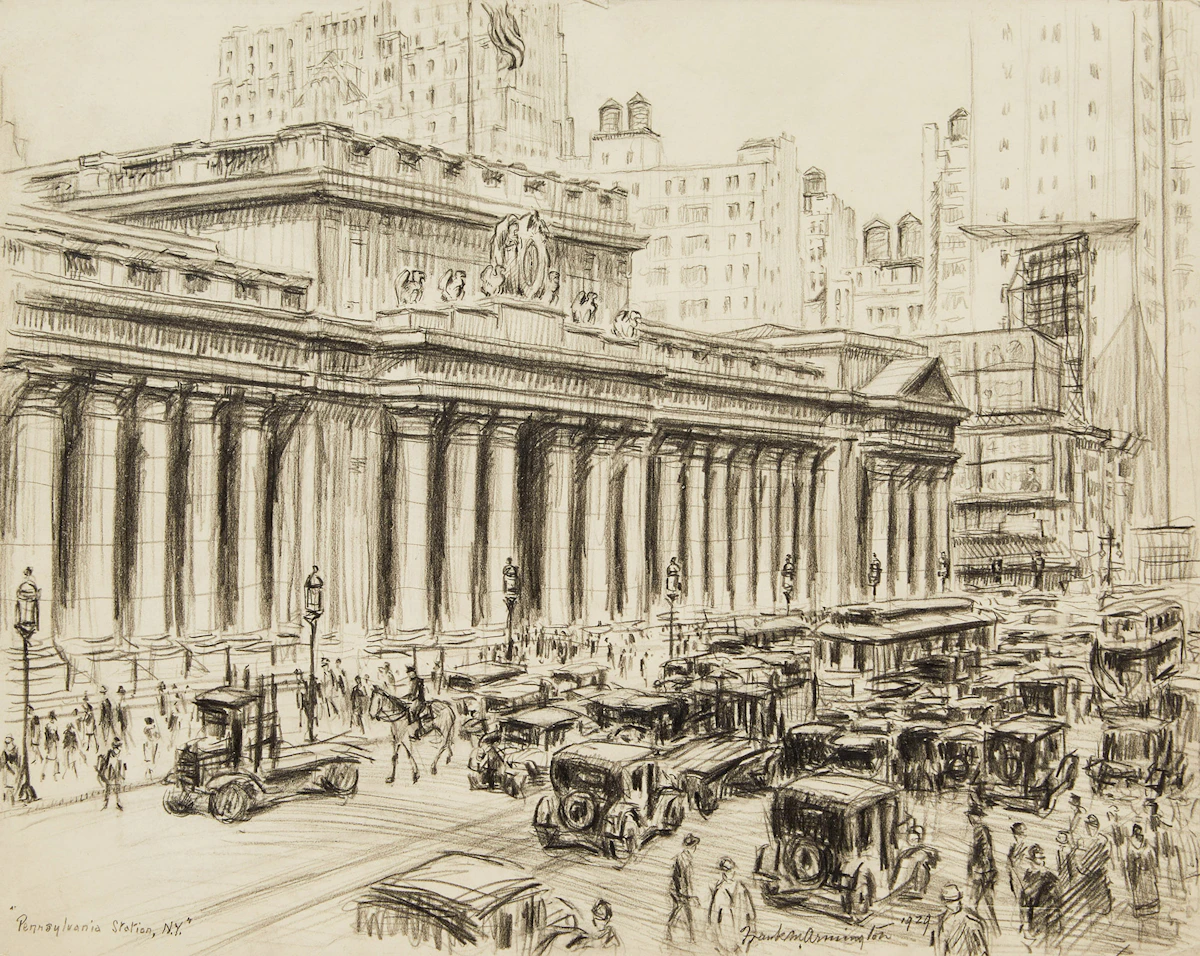 Frank Milton Armington, Pennsylvania Station, N.Y., pencil drawing