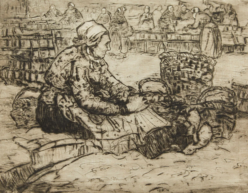 The Market Place, Chartres; Study for “The Market Place” by Manly Edward MacDonald