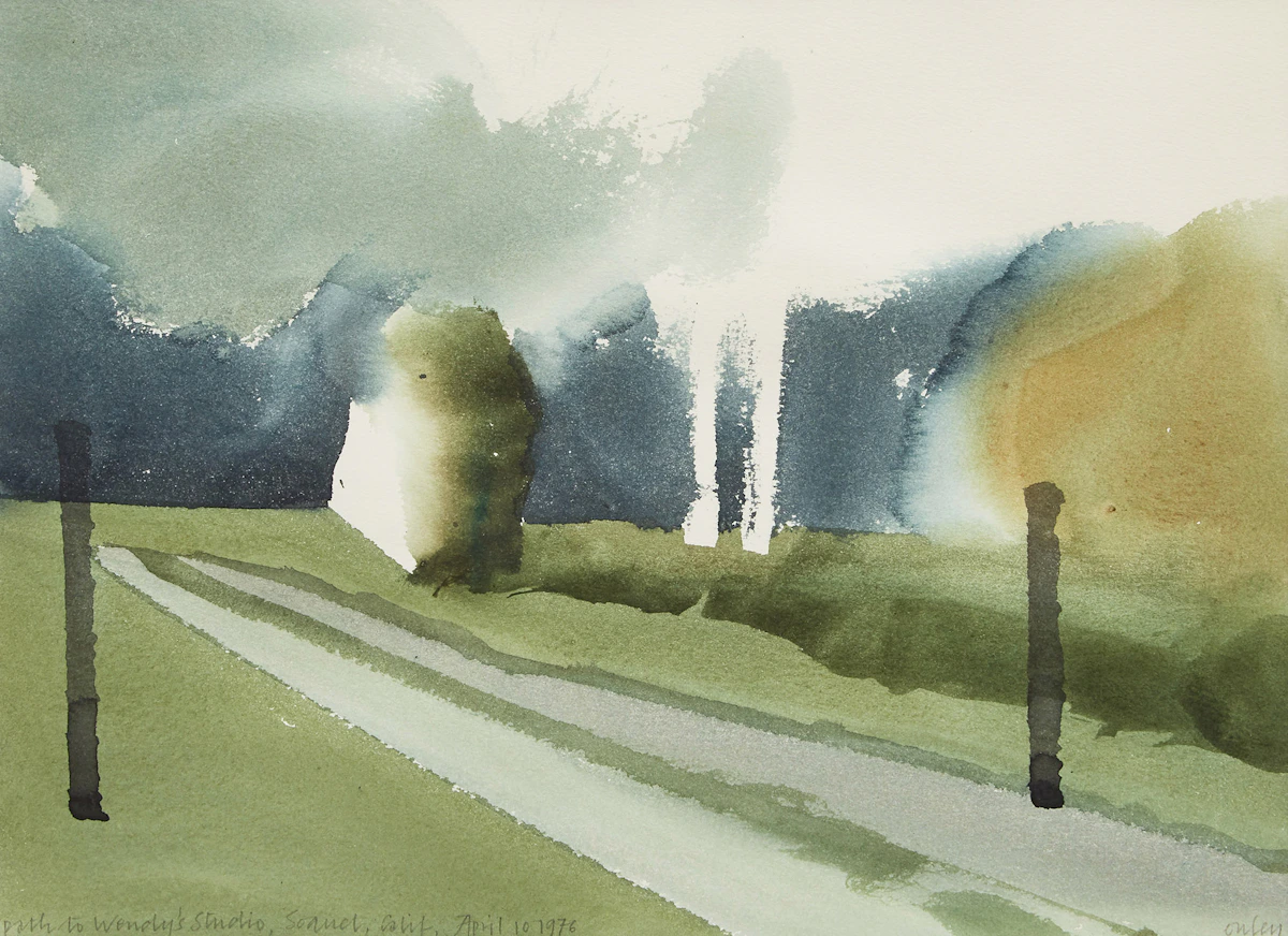 Toni Onley, Path to Wendy’s Studio, Soanet, California, watercolour, 1976