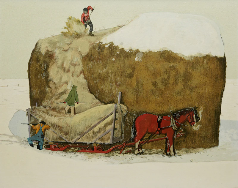 Loading Hay  by After William Kurelek
