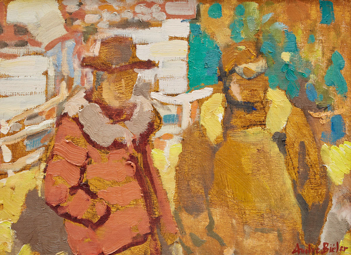André Charles Biéler, Les Deux, oil on canvas board, 1981