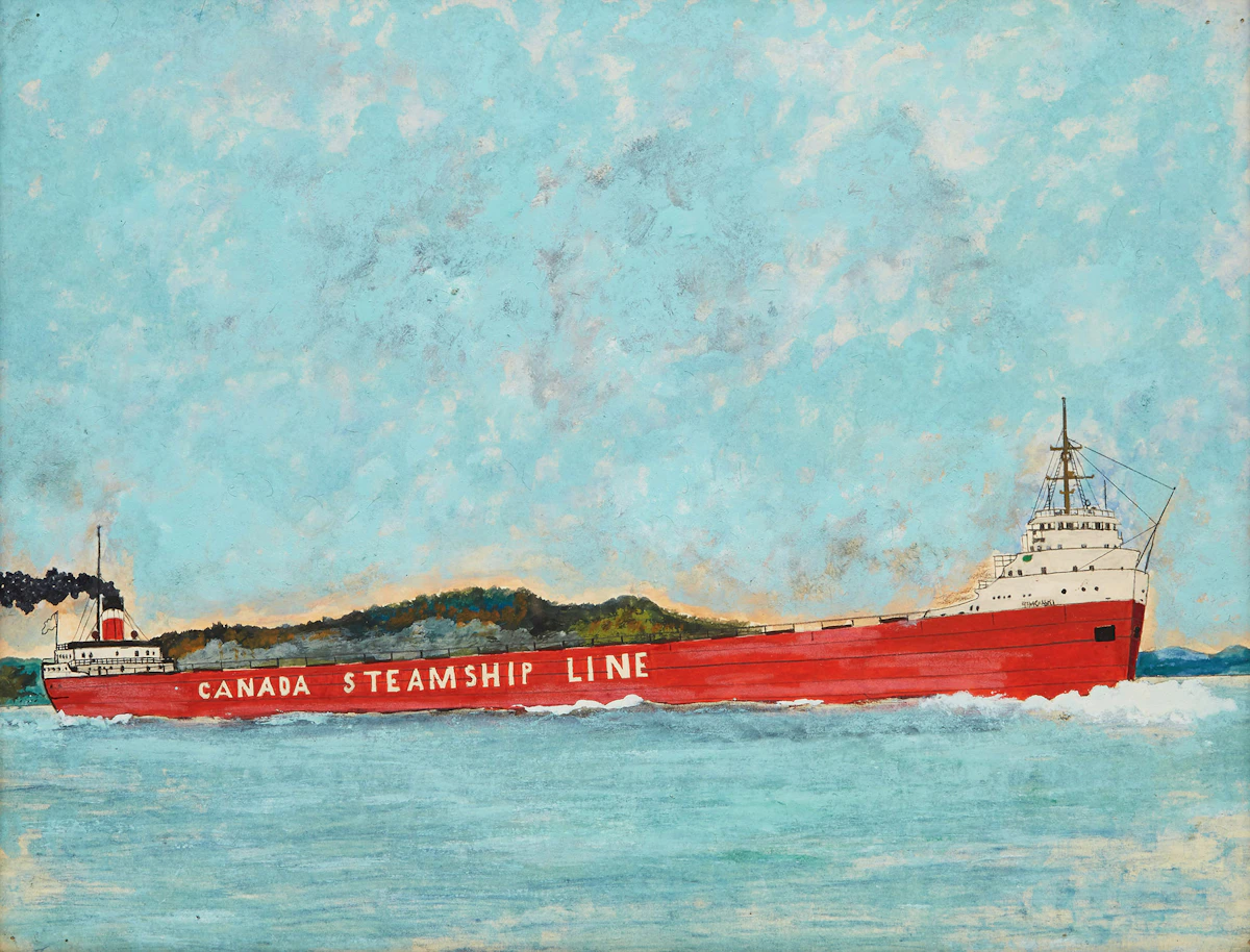 Angus Trudeau, Canada Steamship Line, mixed media on card, 1973