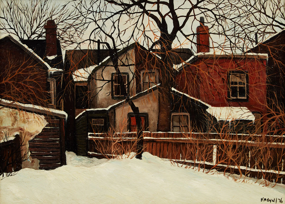 John Kasyn, Ontario Street, oil on board with lucite, 1976