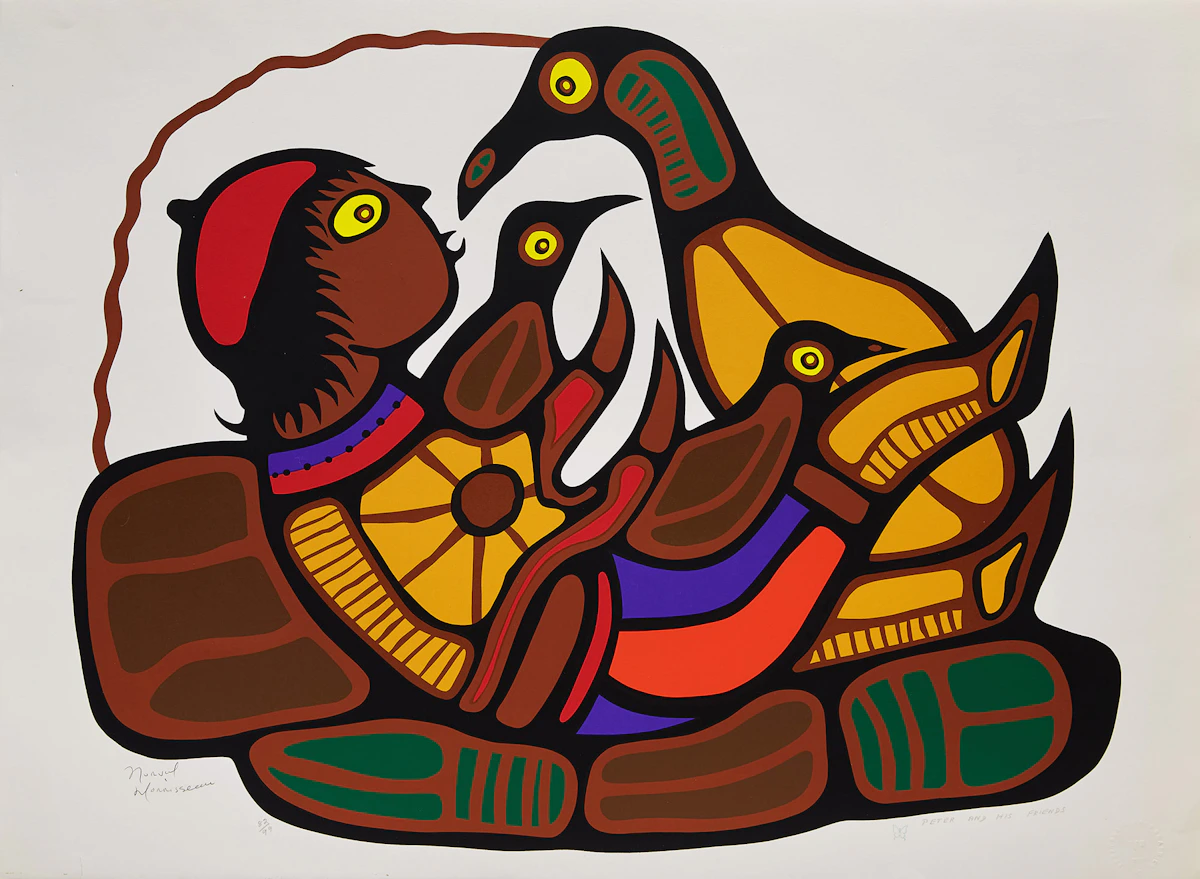 Norval Morrisseau, Peter and His Friends, colour serigraph