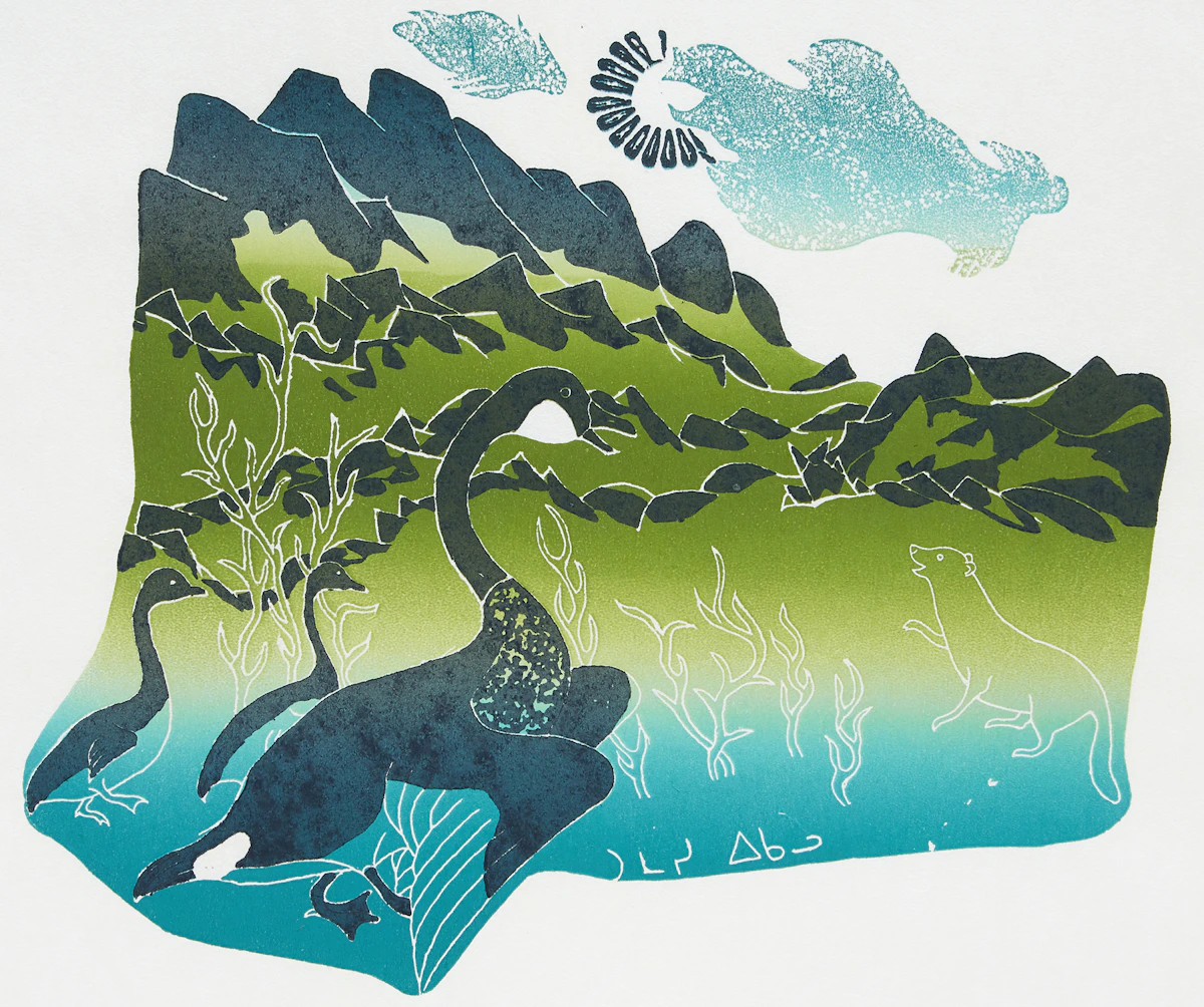 Thomassie  Echalook, Canada Goose, stonecut, 1975