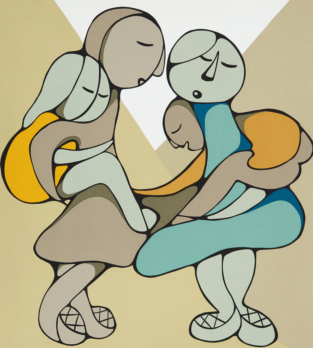 Daphne Odjig, Piggyback, colour serigraph, 1981
